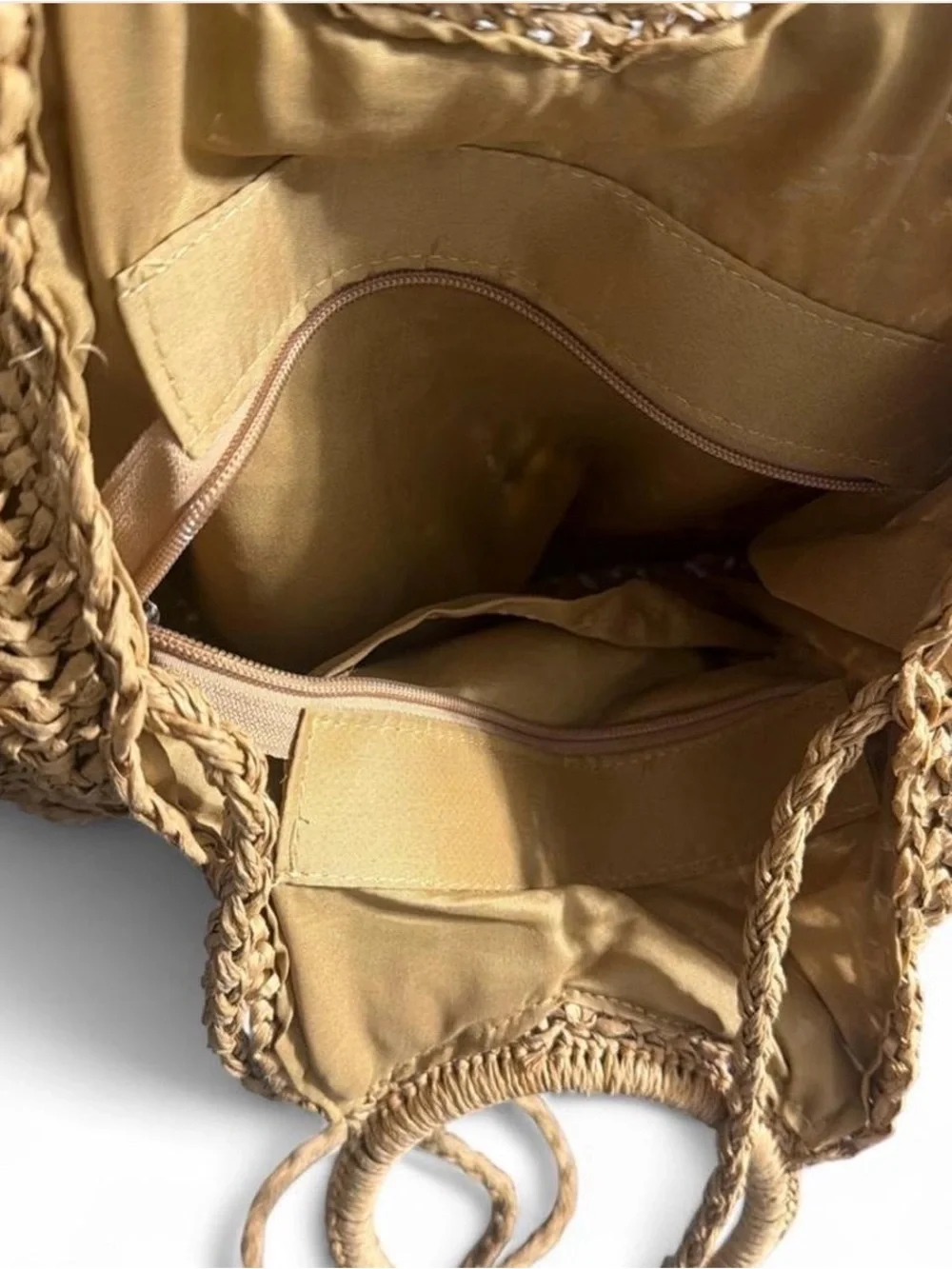 Source Unknown Round Woven Tote in Natural Tan - Picture 3 of 5